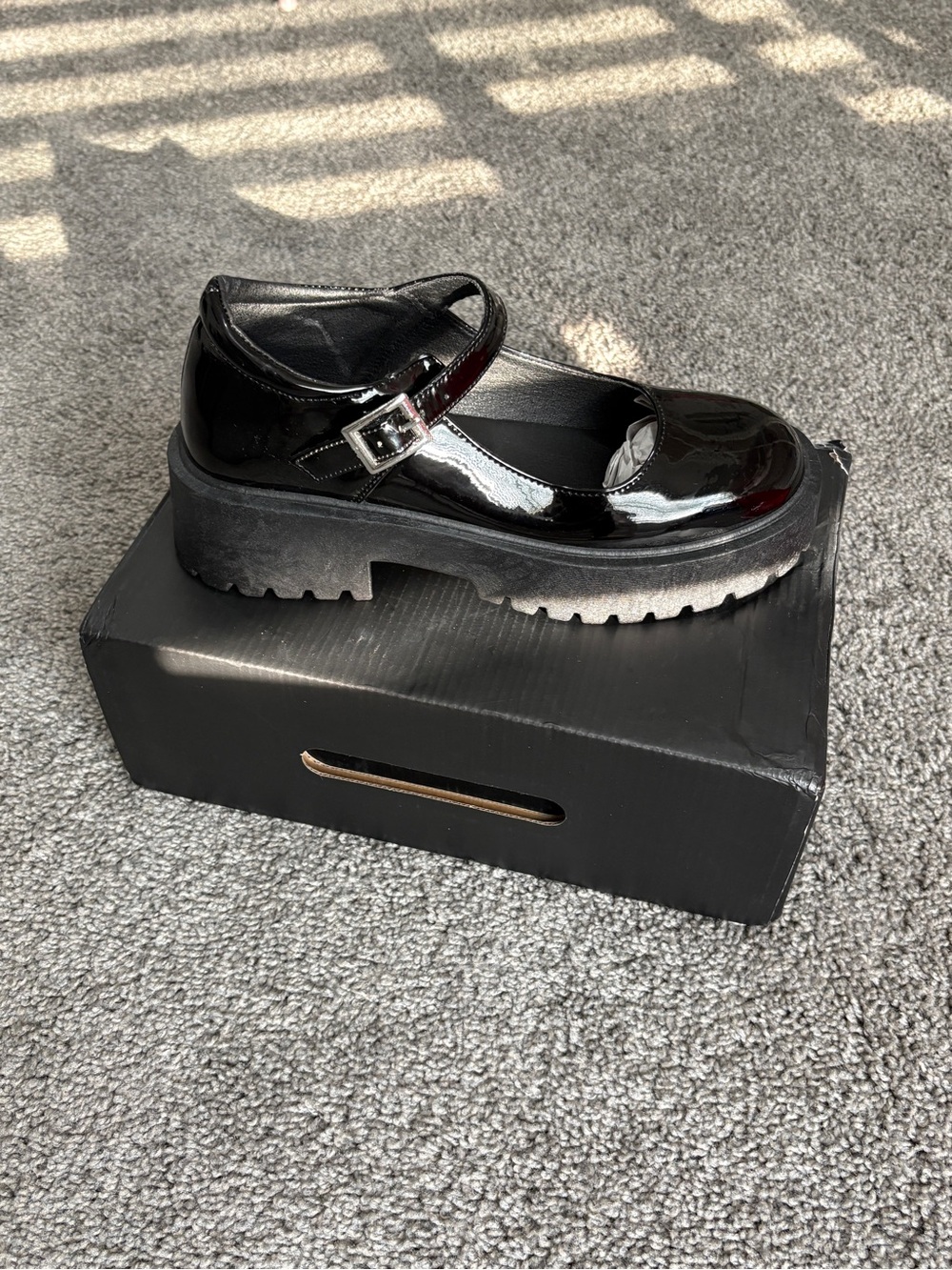 Fashion Nova Black Patent Mary Jane Platform Mule